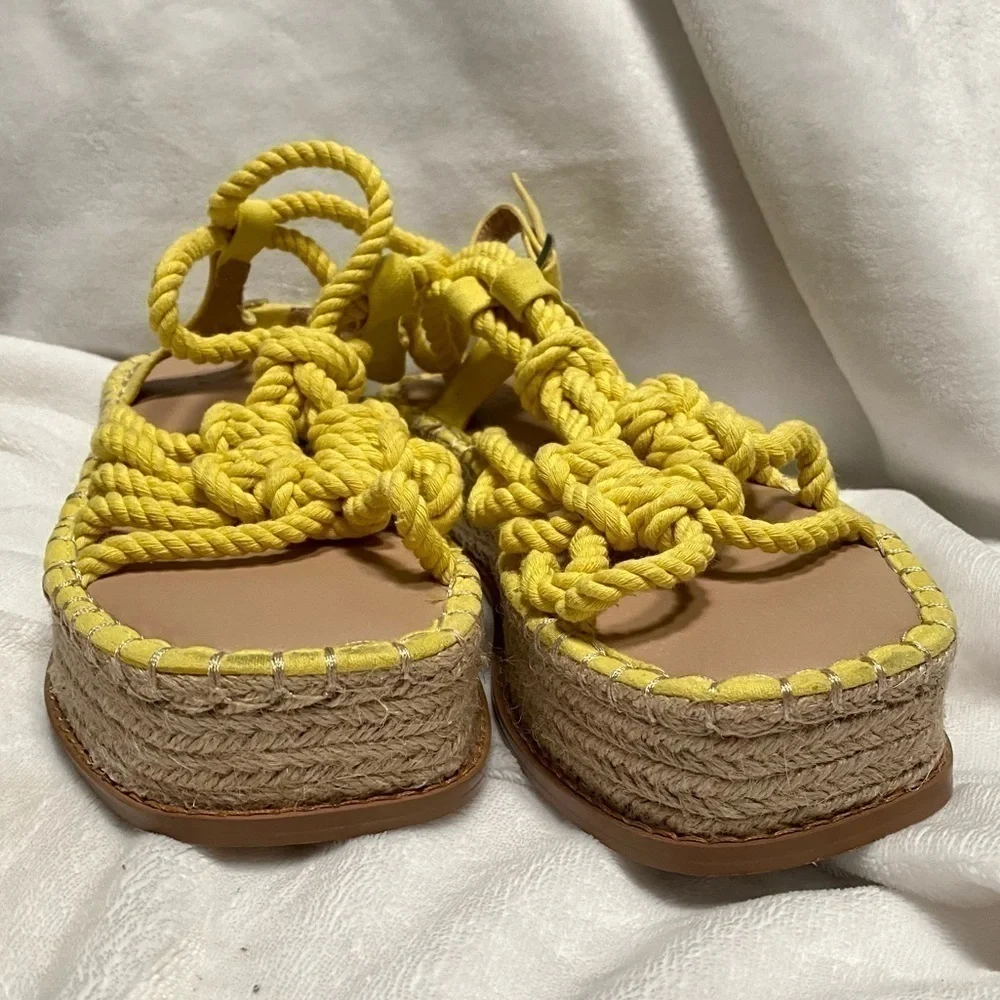 Asos Design yellow rope platform espadrilles size 6